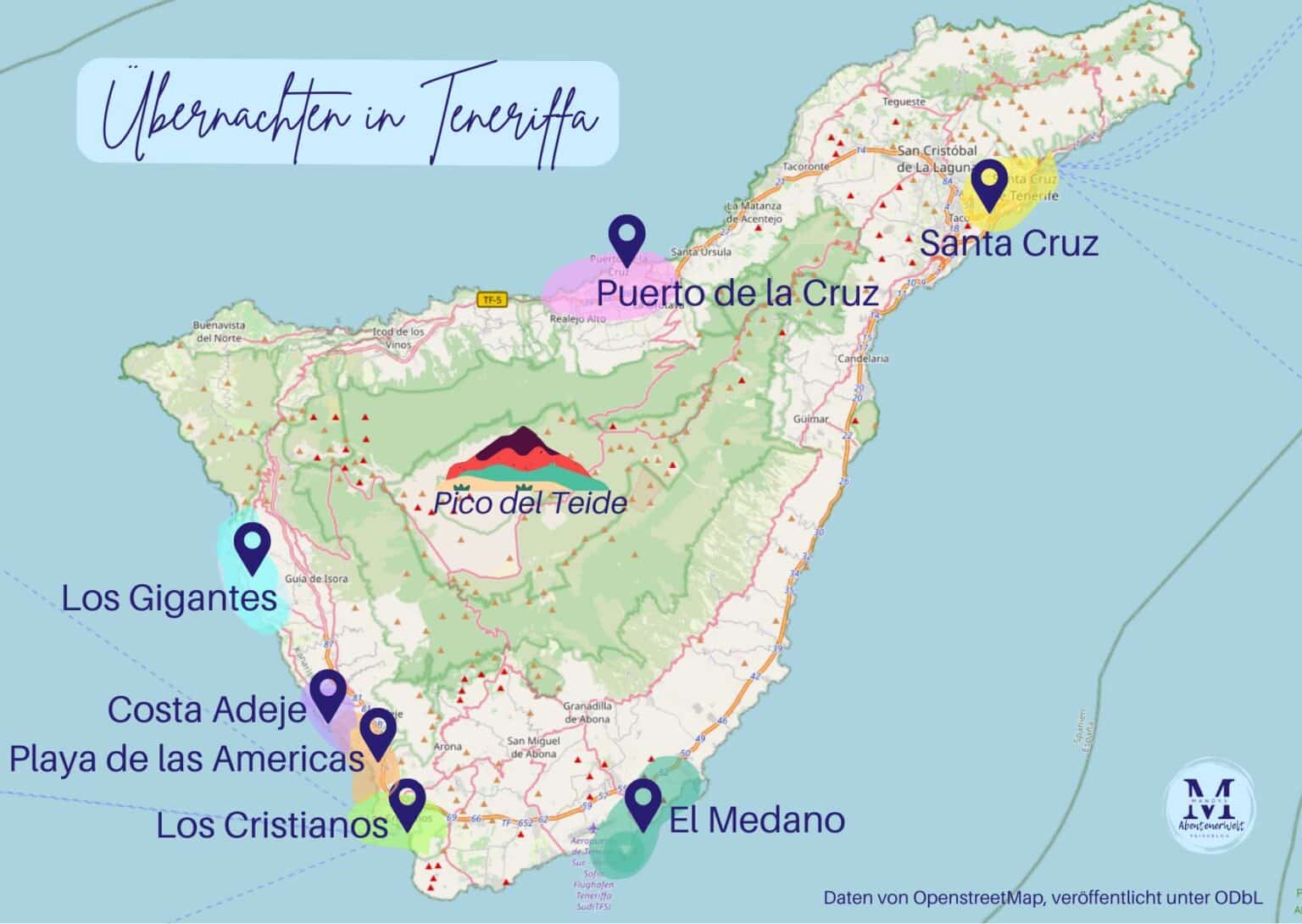 karte von teneriffa costa adeje