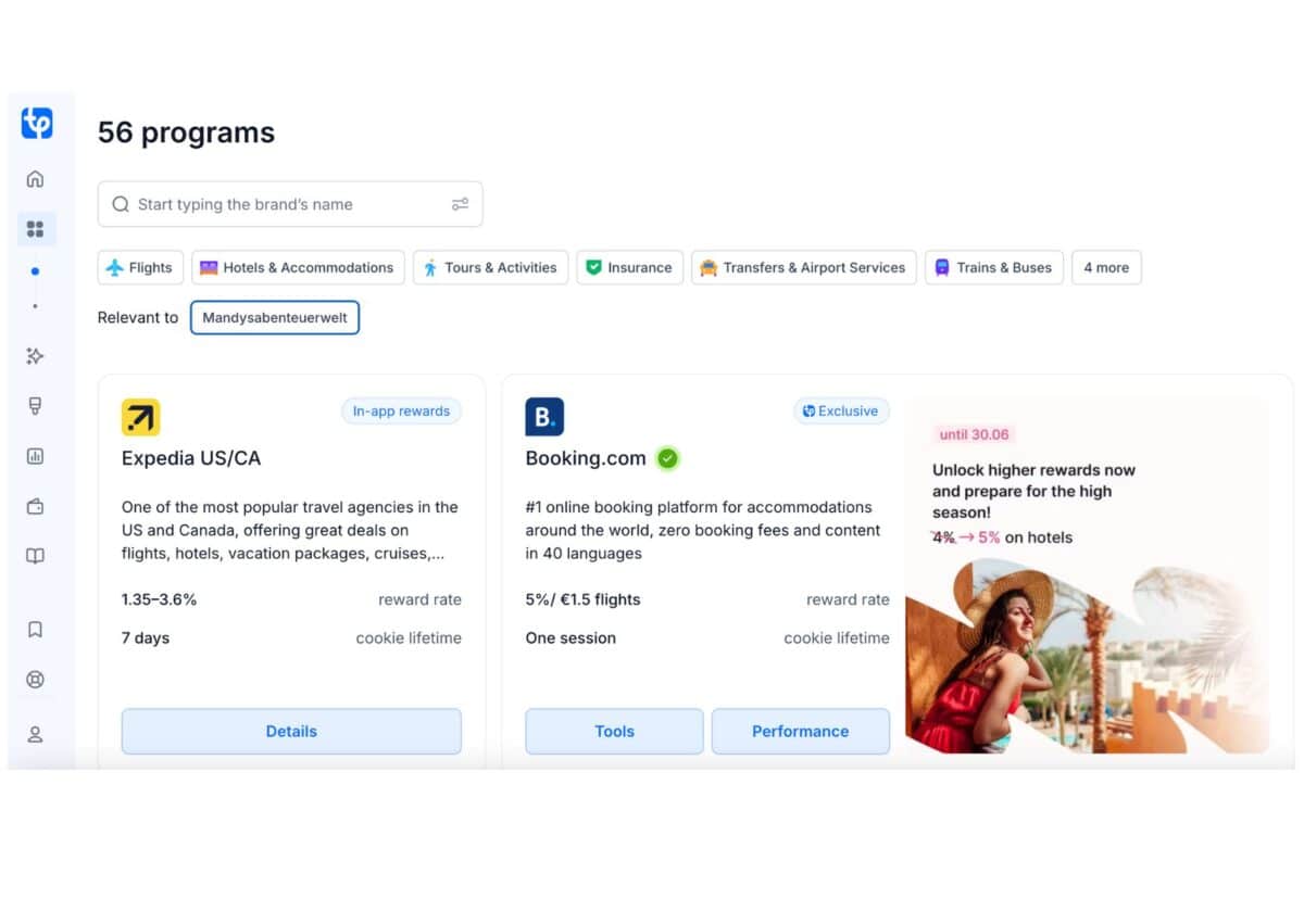 Partner Programme auf Travelpayouts