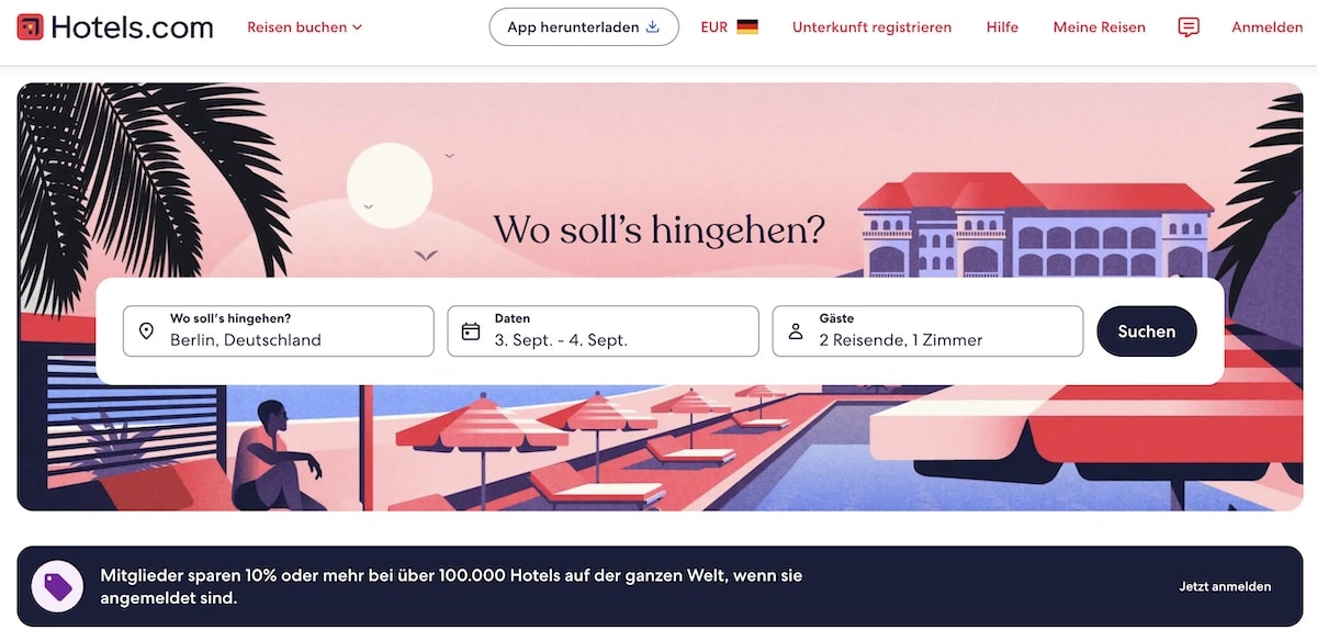 Unterkunft finden auf hotels.com