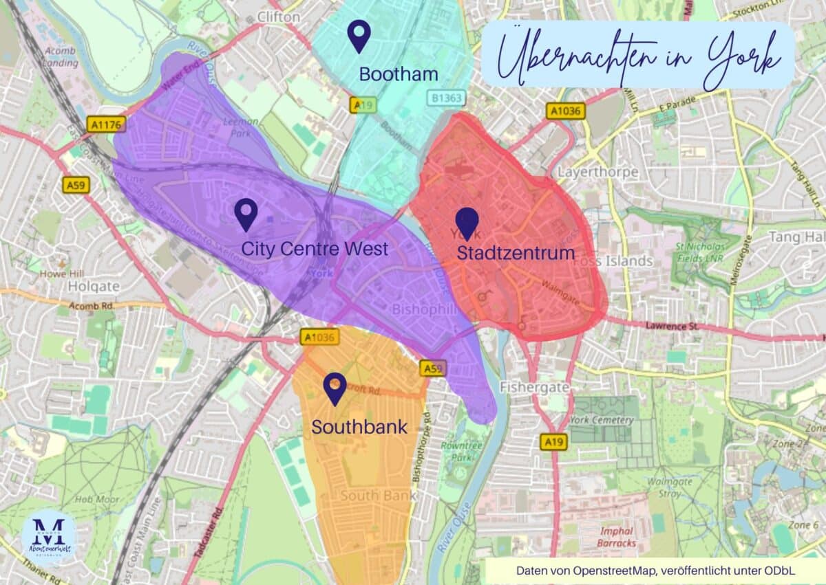 In York übernachten Karte