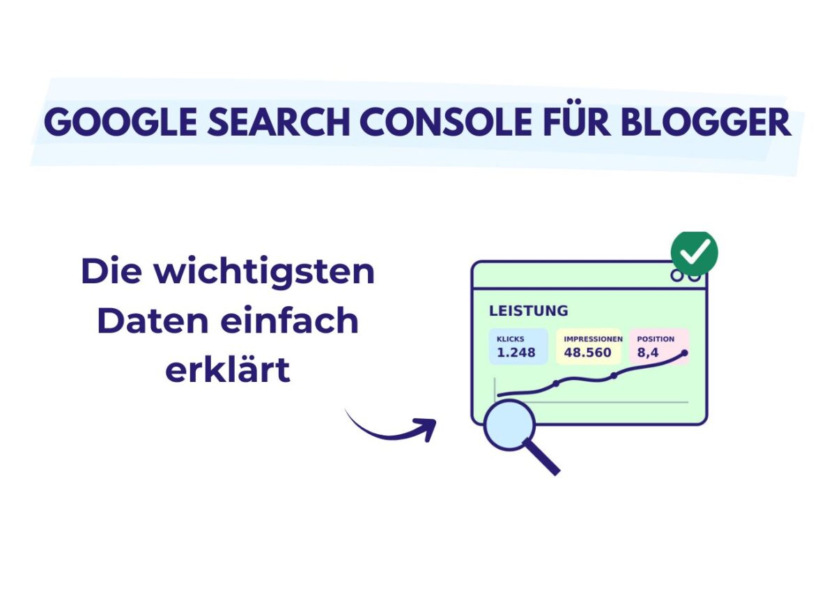 Grafik zur Google Search Console zeigt Klicks, Impressionen und Position sowie wichtige Daten für Blogger einfach erklärt.