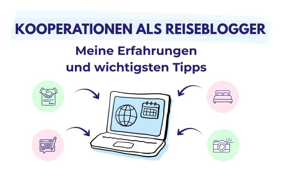Ein Laptop mit Globus und Kalender steht für Kooperationen als Reiseblogger sowie Erfahrungen und wichtige Tipps.